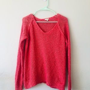 Sonoma coral v-neck popcorn sweater large